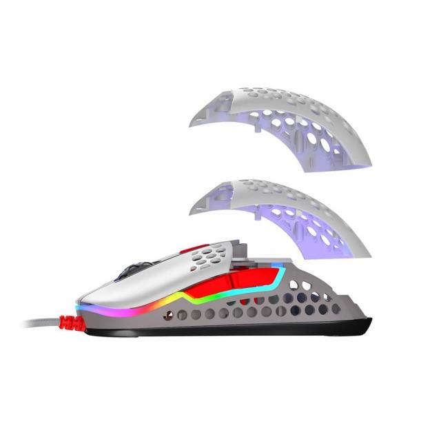 Геймърска мишка Xtrfy M42 Retro, RGB, Бял/Сив/Червен 