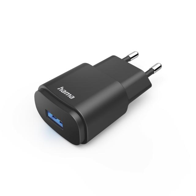 Hama Charger with USB-A Socket, 6 W, black 