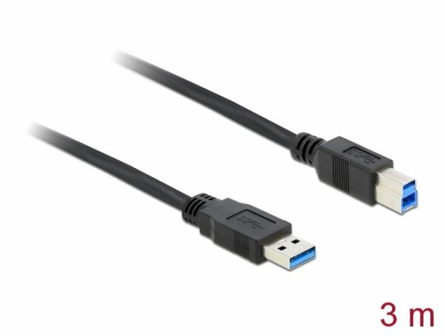 Delock Cable USB 3.0 Type-A male > USB 3.0 Type-B male 3.0 m black 