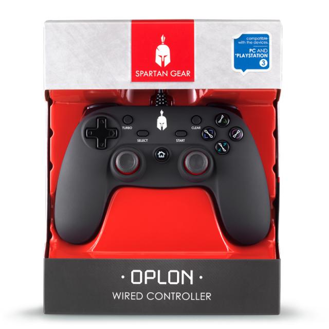 Wired Gamepad Spartan Gear Oplon, for PC and PS3, Black 