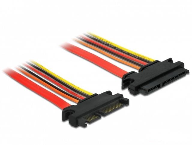 Удължителен кабел SATA III DeLock, SATA 6 Gb/s 22 pin мъжко - SATA 22 pin женско, (3.3 V + 5 V + 12 V), 20 cm 