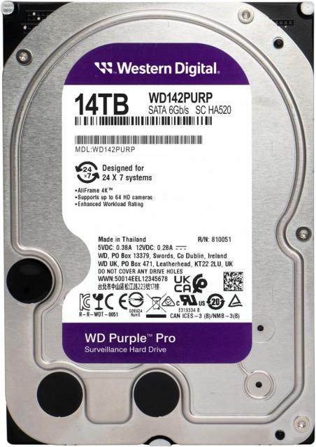 HDD WD Purple Pro Surveillance, 14 TB, 256MB, SATA 3 