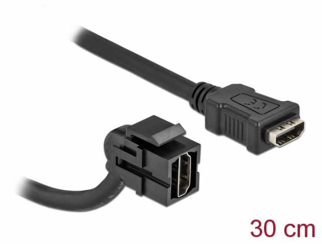 Delock Keystone Module HDMI female 110° > HDMI female with cable black 