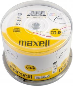 CD-R80 50 pk PRINTABLE MAXELL 52 speed cake box