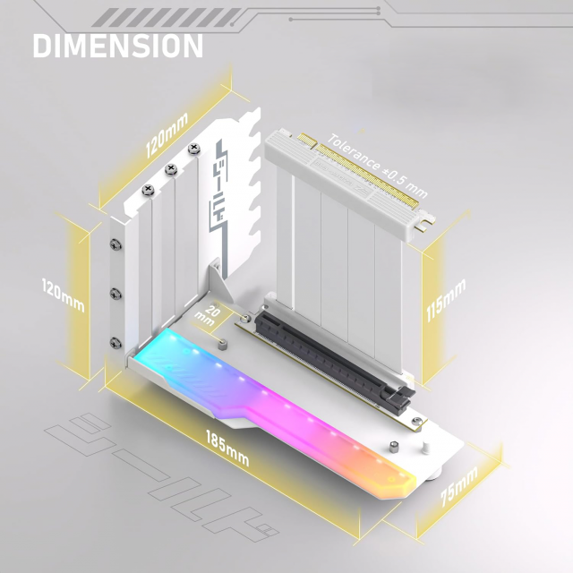 Брекет за вертикален монтаж на GPU EZDIY-FAB RGB PCIe 4.0 Riser Cable 90° 