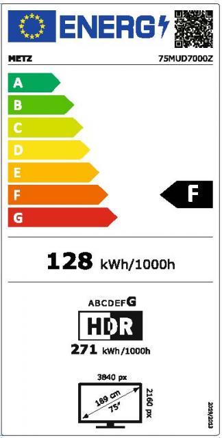 METZ LED TV 75MUD7000Z, 75"(189 см), LED UHD, Smart TV, Google TV 