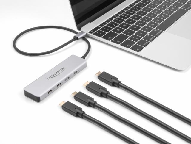 Delock USB 10 Gbps USB Type-C Hub with 4 x USB Type-C female with 35 cm connection cable 
