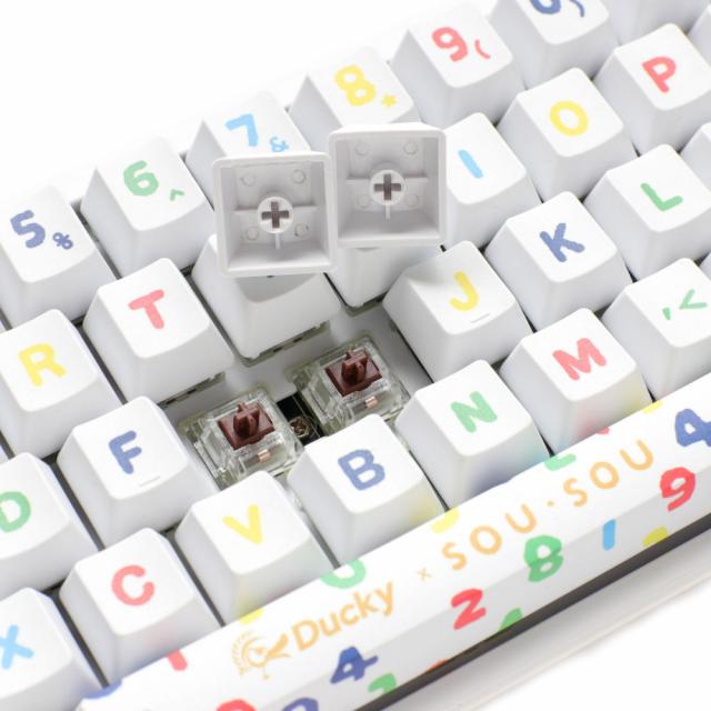 Геймърска механична клавиатура Ducky x SOU SOU One 2 Mini White RGB, Cherry MX Brown 