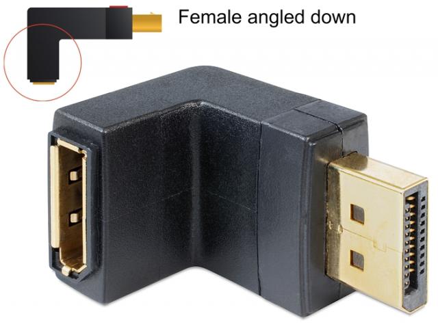 Delock Adapter DisplayPort male > DisplayPort female angled down 