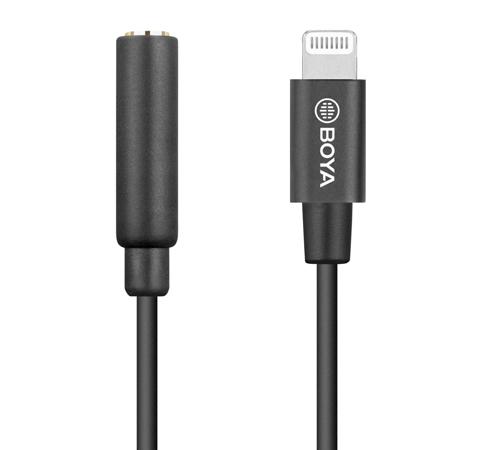 Адаптер BOYA 3.5mm TRRS женски към Lightning мъжки, 6cm 