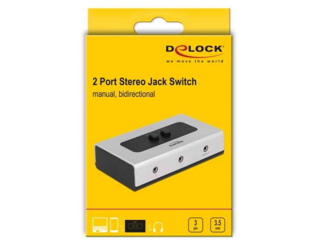Delock Switch Stereo Jack 3.5 mm 2 port manual bidirectional 