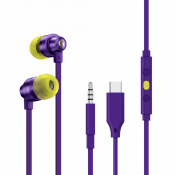 Gaming Earphone Logitech G333 In-ear, 3.5 mm + USB-C adapter, Purple