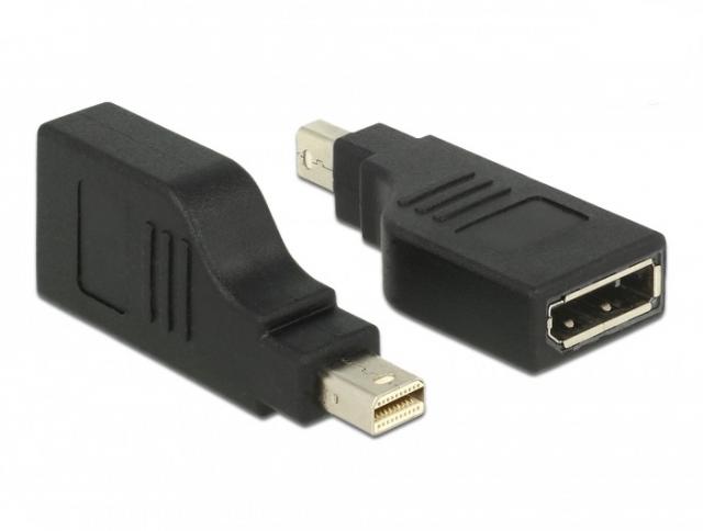 Адаптер Delock, mini DisplayPort 1.2 мъжко - DisplayPort женско, 4K, 90° 