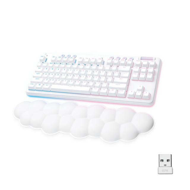 Wireless Gaming Mechanical keyboard Logitech G 715 TKL, Linear, RGB LED, US Layout, White 