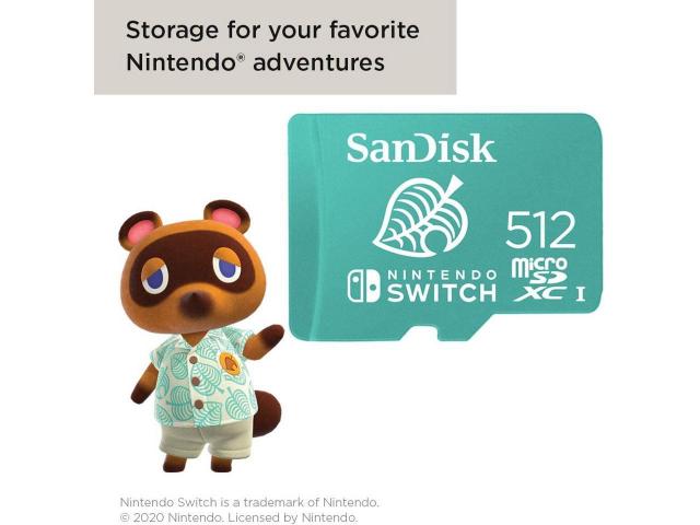 SanDisk 512GB microSDXC UHS-I for Nintendo Switch, Speed Up to 100MB/s 