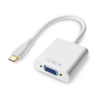 Конвертор Estillo, mini HDMI мъжко - VGA женско, 1080P, Бял