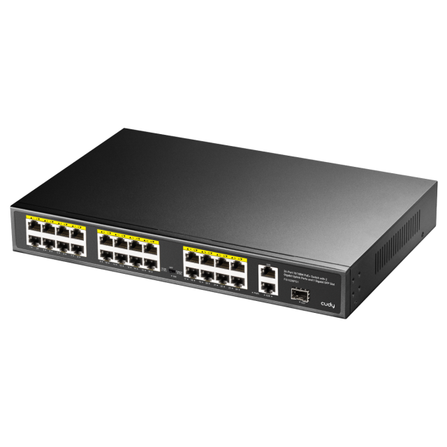 Суич Cudy FS1026PS1, 24 x 10/100 PoE+ Switch 2 x Gigabit порта, 1 x SFP Slot 