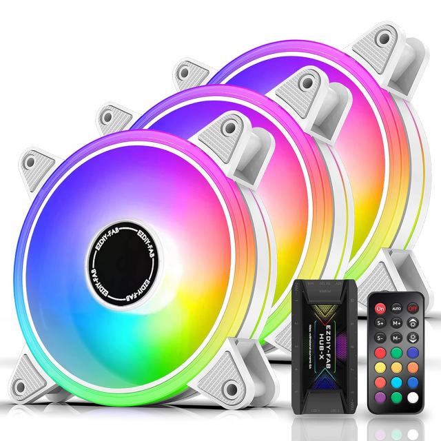 Комплект вентилатори EZDIY-FAB Moonlight White RGB PWM 120mm - 3 Pack 