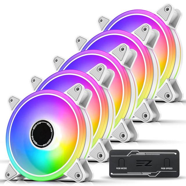 Комплект вентилатори EZDIY-FAB Moonlight White RGB PWM 120mm - 5 Pack 