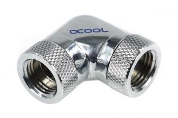 Alphacool HF L-connector 90° - G1/4 revolvable - 2x inner thread, Chrome