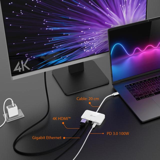 j5create USB-C to 4K HDMI Ethernet Adapter hub 