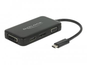 4in1 Adapter Delock 63929 USB-C - VGA / DVI / Displayport / HDMI Socket, Black