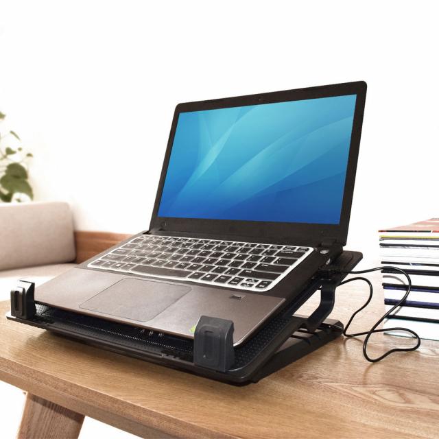 Laptop cooling stand, up to 17", adjustable height (5 positions), 2-port hub 