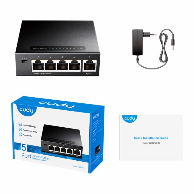 Switch Cudy 5-Port Gigabit Desktop Switch, Model: GS105 