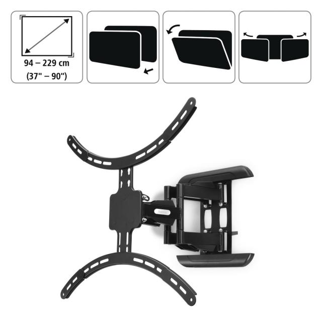 Hama TV Wall Bracket, Swivel, Tilt, Pull-out, 229 cm (90"), 220837 