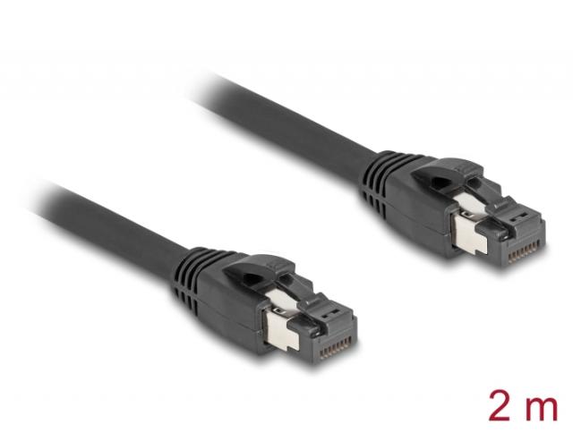 Мрежови кабел Delock, Cat.8.1 S/FTP, 2 m, Доo 40 Gbps, Черен 