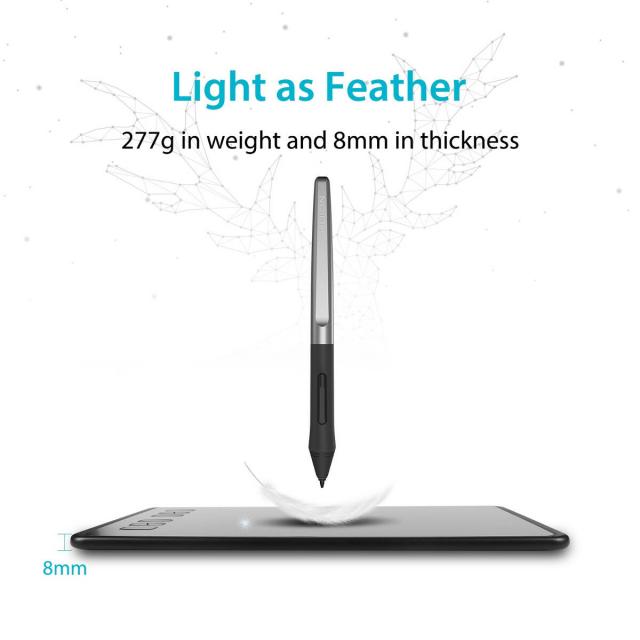 Графичен таблет HUION Inspiroy H640P, USB, Черен 