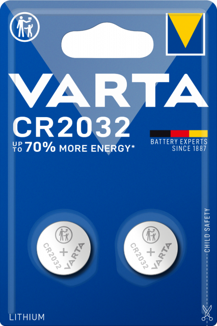 Бутонна батерия литиева GP CR2032 3V  2 бр. в блистер VARTA /цена за 2 бр./ 