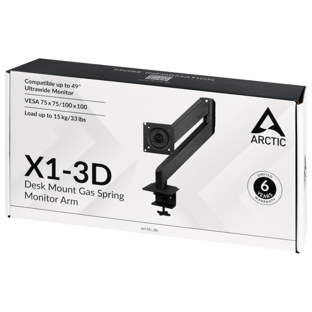 Desk Mount Monitor Arm ARCTIC X1-3D, 13"-49", 10 kg, Black 