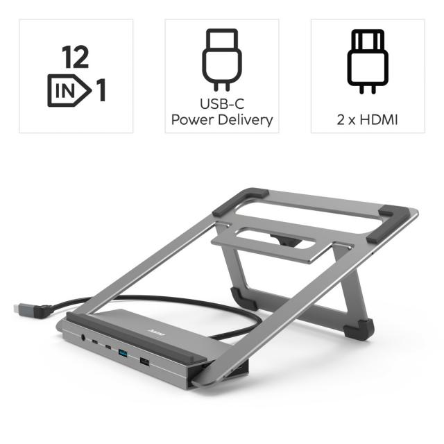 Докинг станция Hama "Connect2Office Stand" USB-C, Стойка за лаптоп, 12 порта 