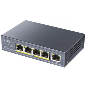 Суич Cudy GS1005P, 5 портов, 10/100/100, PoE+ Switch 60W, Uplink порт