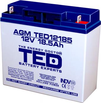 Lead Battery TED ELECTRIC 12V / 18.5Ah - 181 / 76 / 167mm AGM