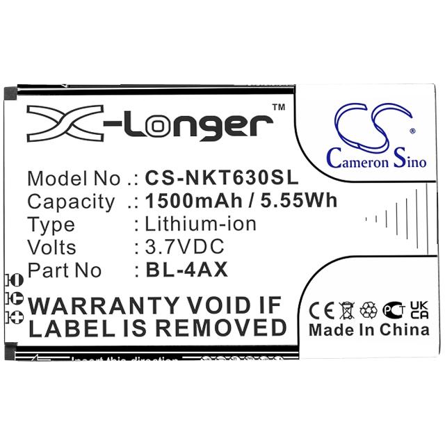 Mobile battery CAMERON SINO NOKIA BL-4AX BL-4XL  6300 4G 8000 4G 3,7V 1500mAh CAMERON SINO 