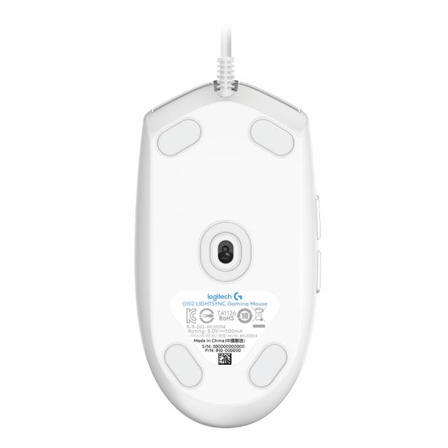 Геймърска мишка Logitech G102 LightSync, RGB, Оптична, Жична, USB, Бяла 