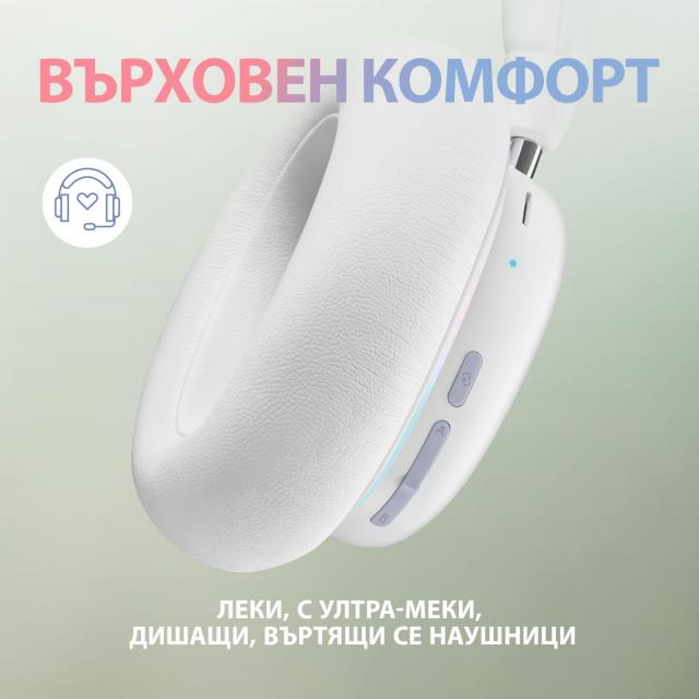 Геймърски слушалки Logitech, G735 RGB, Безжични, Bluetooth, Микрофон, Бели 
