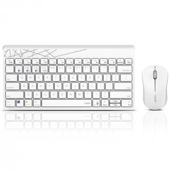 Комплект клавиатура и мишка RAPOO 8000M, Бял