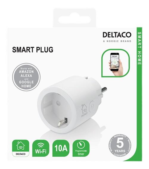 DELTACO SMART HOME switch, WiFi 2.4GHz, 1xCEE 7/3, 10A, timer, 220-240V, white 