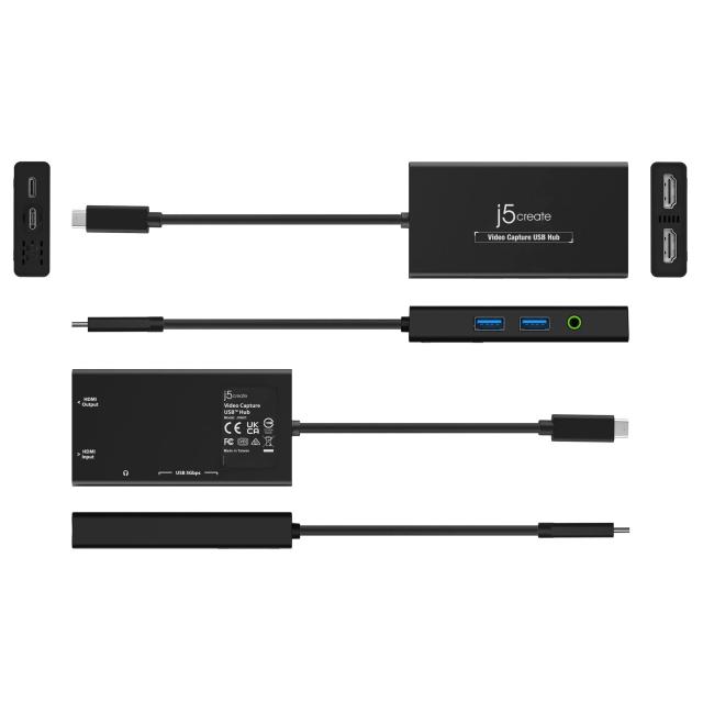 Кепчер j5create JVA01, HDMI - HDMI, USB-C хъб, Черен 