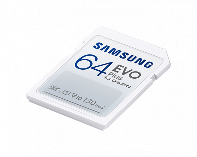 Карта памет Samsung EVO Plus, SD Card, 64GB, Бяла 