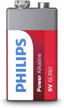 PHILIPS Power alkaline batteries 6LR61P1B / 10, 6LR61 9V, 1pc