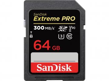 Memory card  SANDISK Extreme PRO SDXC, 64GB, UHS-II, До 300 MB/s 