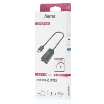 Адаптер HAMA USB-C мъжко - USB 3.2 Gen 1 A женско, 5Gbit/s, 0.15 м., Черен 