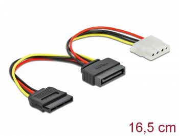 Delock Cable Power SATA 15 pin male to Molex 4 pin female + SATA 15 pin female