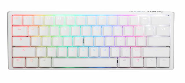 Геймърска механична клавиатура Ducky One 3 Pure White Mini 60% Hotswap Cherry MX Red, RGB, PBT Keycaps 