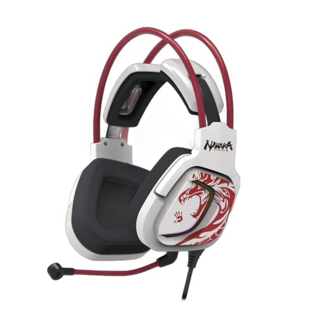 Gaming headphone A4TECH Bloody G575 Naraka, USB, RGB, Microphone, White 