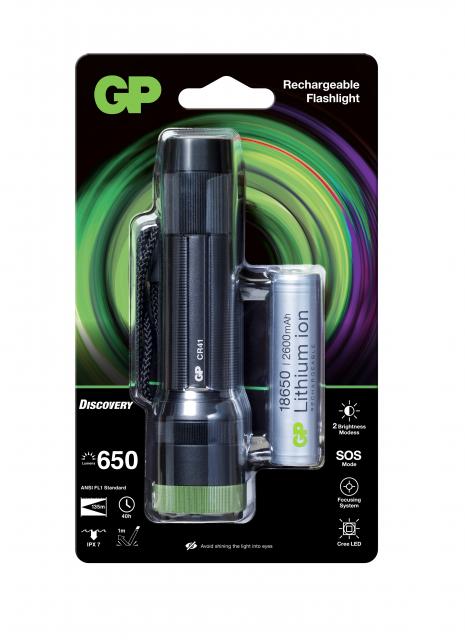 Torch RECHARGEABLE  GP BATTERIES  Discovery  LED CR41  600 lumens 